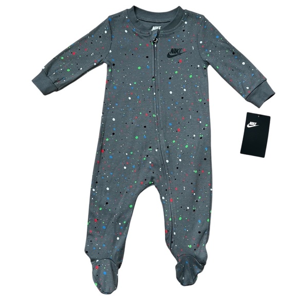 Nike Baby Multicolor Paint Splatter Footed Coverall One piece - Size 6M - Picture 1 of 4